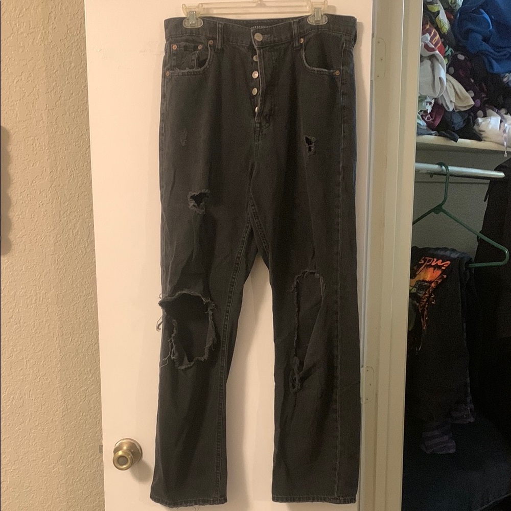 aeropostale black 90’s baggy distressed jeans size 12